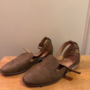 Brown Ankle Strap Flats